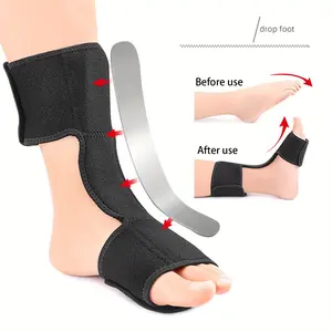 Adjustable Foot Drop Brace, Ankle Support with Metal Plate for Foot Stability