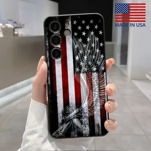 Angel Pattern Straight Edge Phone Case Compatible with Galaxy S23 Ultra S24 Plus S25 S22+ Shockproof Full Camera Protection Durable Slim Liquid Silicone Cover Smartphone Casing