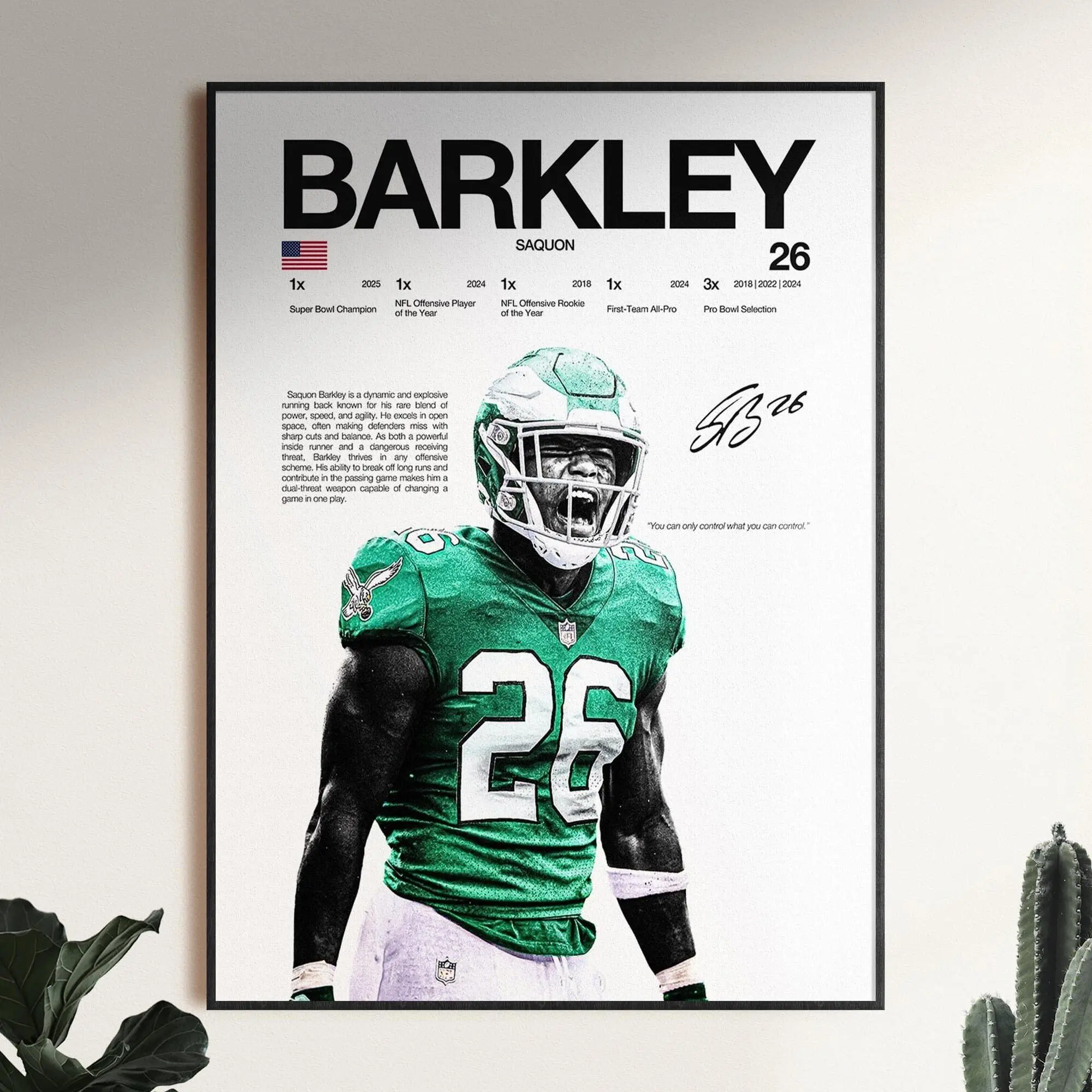 Saquon Barkley Poster, Sports Decor, Philadelphia Eagles Poster( Unframed - Print Only )
