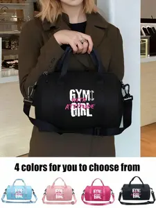 Dumbbell Pattern Fitness Girl Attitude Shoulder Bag, Adjustable Strap & Top Handle, Durable Fabric Mini Bag, Multifunctional Gym Bag, Multifunctional Sports Bag