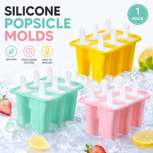 Creative Silicone Ice Pop Mold, 6-Cavity DIY Popsicle Maker, Home Use Ice Cream Moulds, Easy Release & Non-Toxic Material