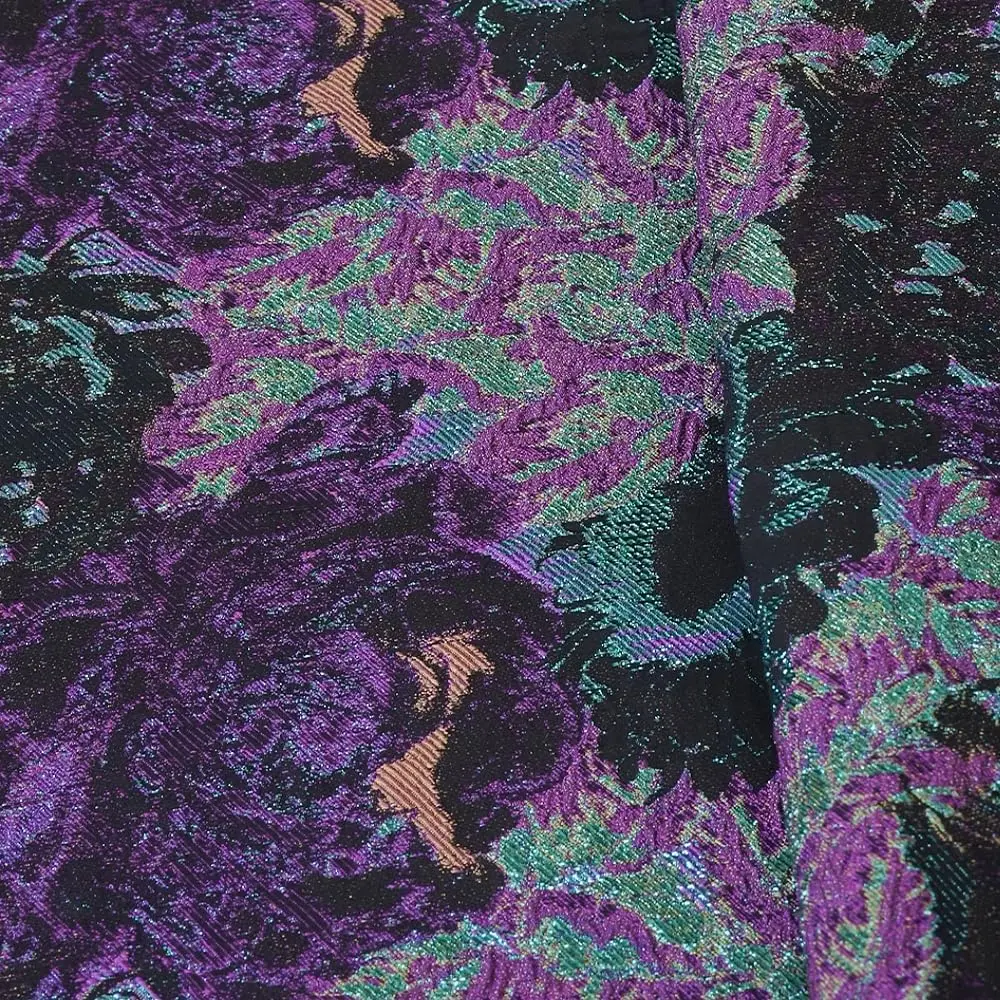 Jacquard Fabric with Metallic Thread Shiny Floral Pattern, Perfect for Fashion Dresses, Skirts, Clothing & Crafts