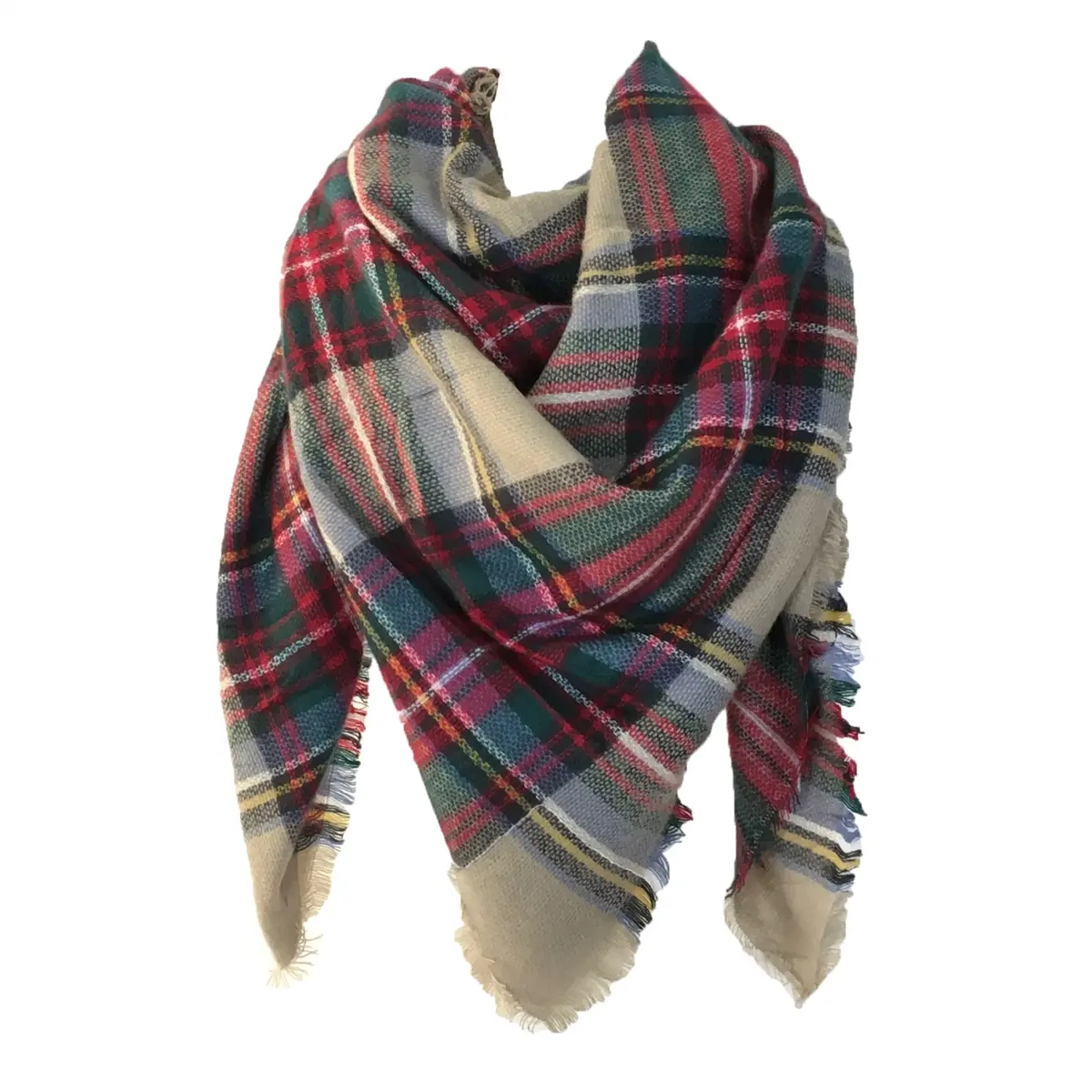 Fashion Culture Women's Classic Oversized Plaid Blanket Scarf - Cozy Brown Multi All-Seasons Accessory, Casual Everyday Wear for Any Wardrobe, Female, Versatile Stylish Accessory