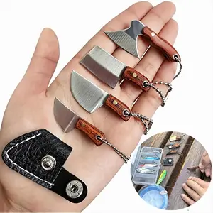 4Pcs Mini Keychain Knife Set with Cover, Portable EDC Multi Tool for Unboxing and Camping, Ultra Sharp Small Pocket Knives, Cool Utility Gadget and Perfect Gift for Men