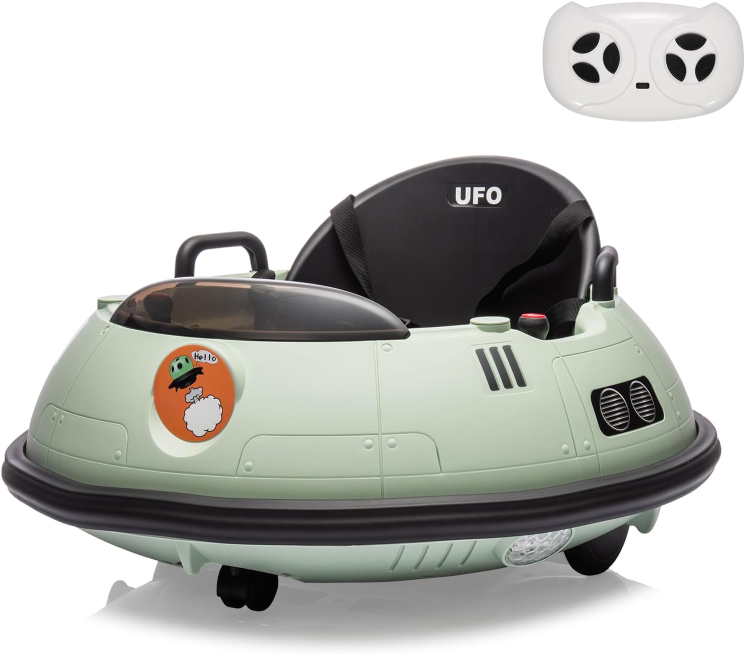 12V Baby Bumper Car with Parent Remote Control - Electric Ride on Car for Toddlers with Joystick, 360° Rotation, Flashing Lights & Music, 2 Speed Mode