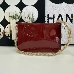 Pre-owned BURBERRY Patent Leather Envelope Chain Bag