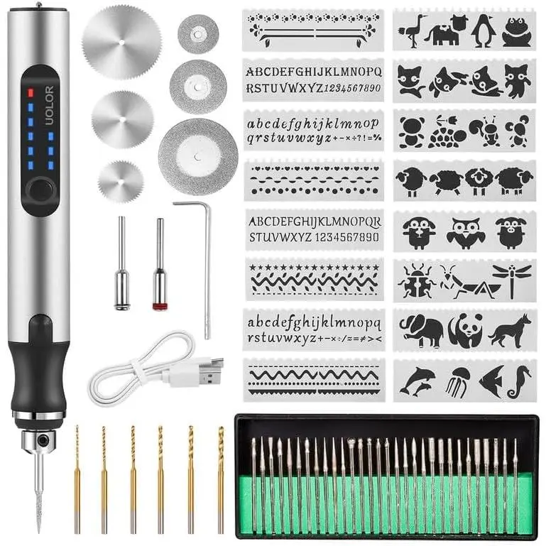 #Summervibes  USB Rechargable Engraving Pen with 42 Bits, Mini Electric DIY Engraver Cordless Rotary Tools Portable Engraving Tool for Jewelry Wood Metal Stone Plastic Glass Etching