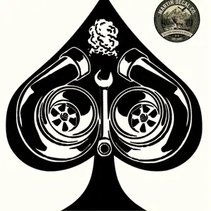 Turbo Spade Window Decal - Black and White Design with Turbines and Wrenches
