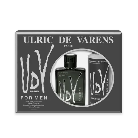 Ulric De Varens Classic Eau De Toilette for Men 2pcs Set - Masculine, Seductive, Scent of Virility - Woody, Citruses and Mint - A Scent That Demands Attention, Impossible to Ignore - 3.4 Fl Oz + 6.8 Fl oz Deodorant Spray