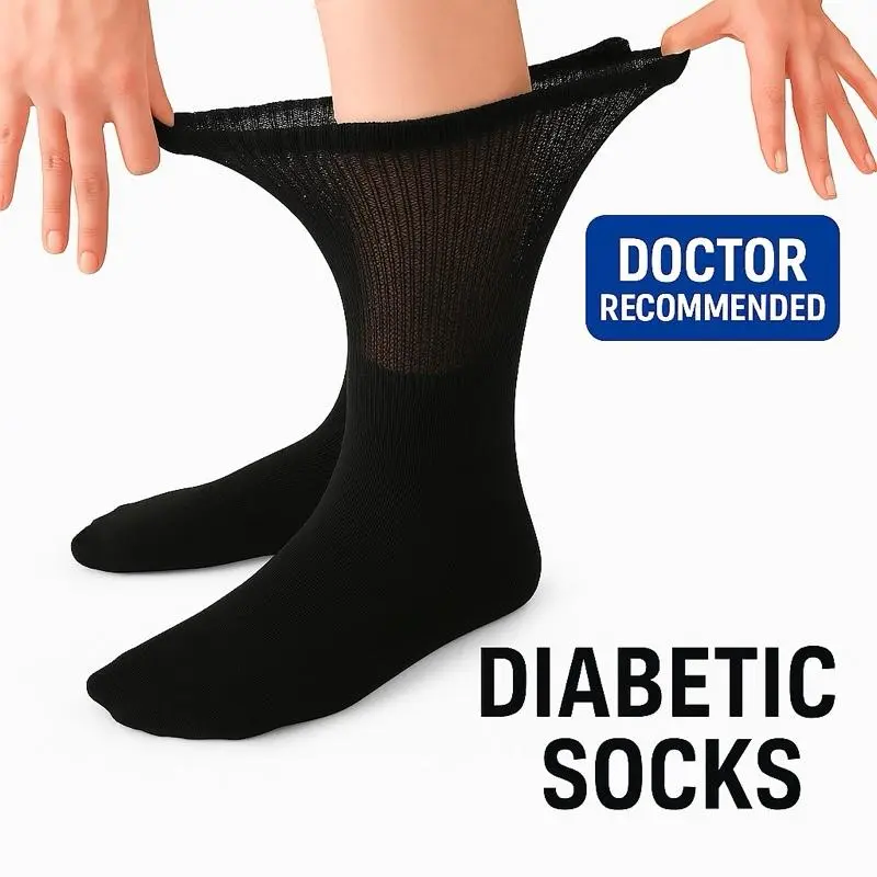 Extra-Stretch Diabetic Cotton Socks - Non-Binding, Seamless Toe, Soft Breathable Fabric, Soft Cotton Blend Non-Binding Cuff Breathable Comfort for Circulation All-Day Wear Seamless Smooth Toe Moisture-Wicking Cushioned Sole Support Outfit Everyday Leg Wom
