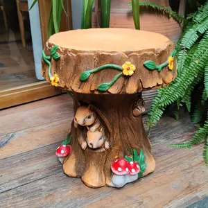 ARCH 12.6" Resin Squirrel Garden Chair, Unique Indoor & Outdoor Decorative Chair, Round Accent Chair for Backyard, Patio, Terrace & Home Decoration