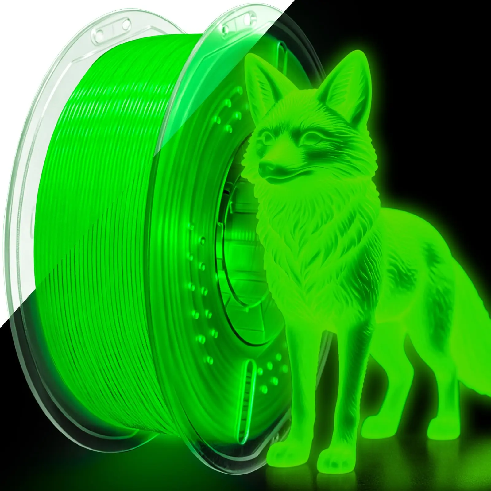 PLA+ 3D Printer Filament, Glow in The Dark Filament 1.75mm, Long-Lasting Glow & High-Brightness, Luminous Green Bright 3D Printing Filament for Most 3D Printer - 1kg Spool(Glow Green)
