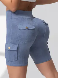 Women's Denim-Effect Print Tie Dye Drawstring Shorts, Casual Pocket Design Shorts for Summer, Fashion Women's Bottoms for Daily Wear