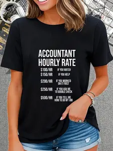100% Cotton Funny Accountant Hourly Rate Accounting CPA Humor T-Shirt