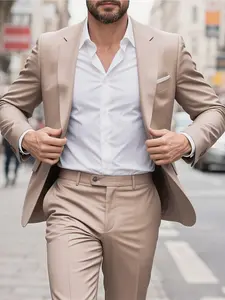 [Men's Suit 2pcs Set] Men's.Suit 2pcs Set, Including Jacket And Trousers, Fashionable Formal Wear, Solid Color Suits, Suitable for Parties, Gatherings And Weddings