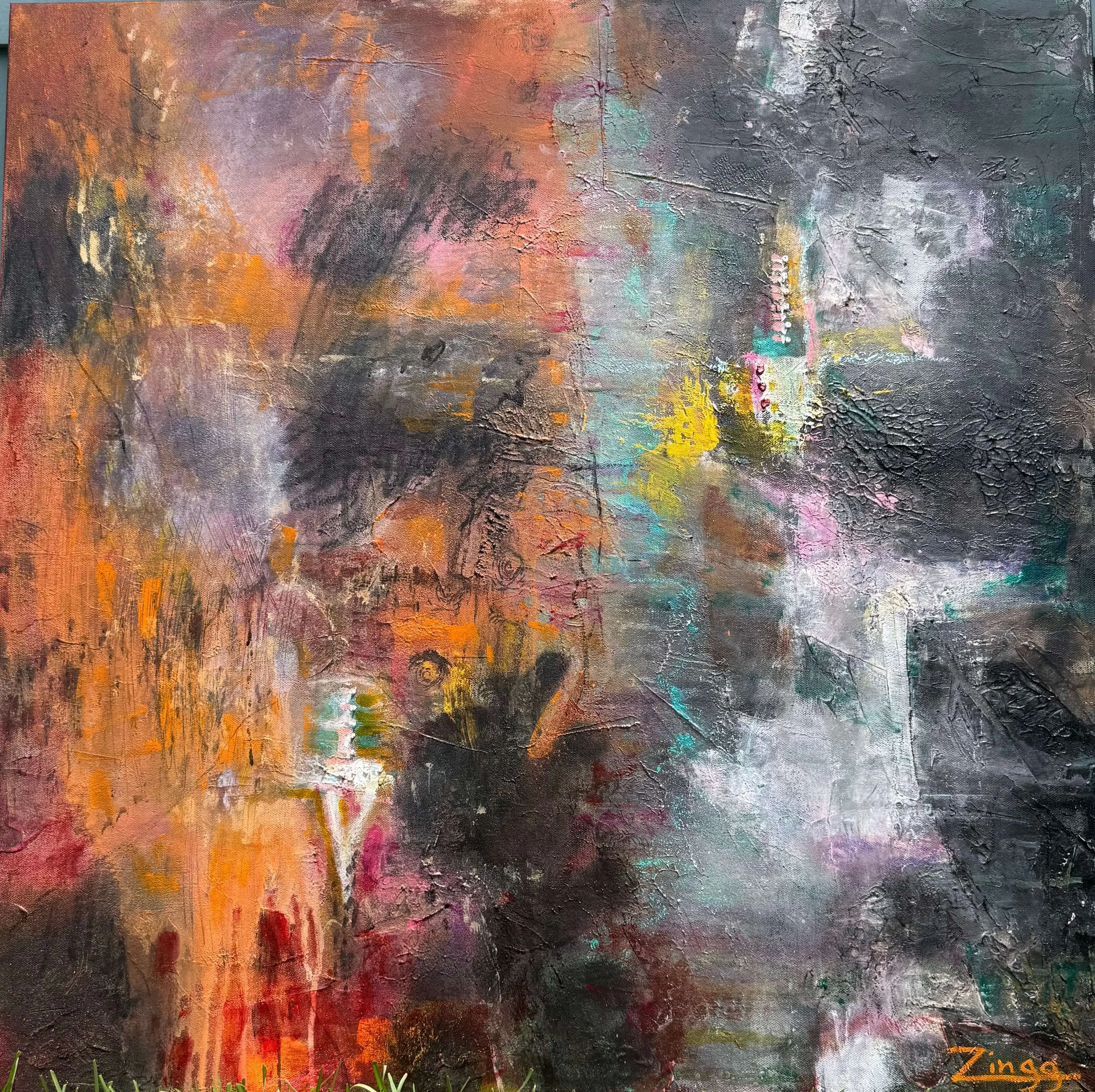 Pulse of Dust | 30x30 inch Contemporary Oil Painting by Theresa Zingg