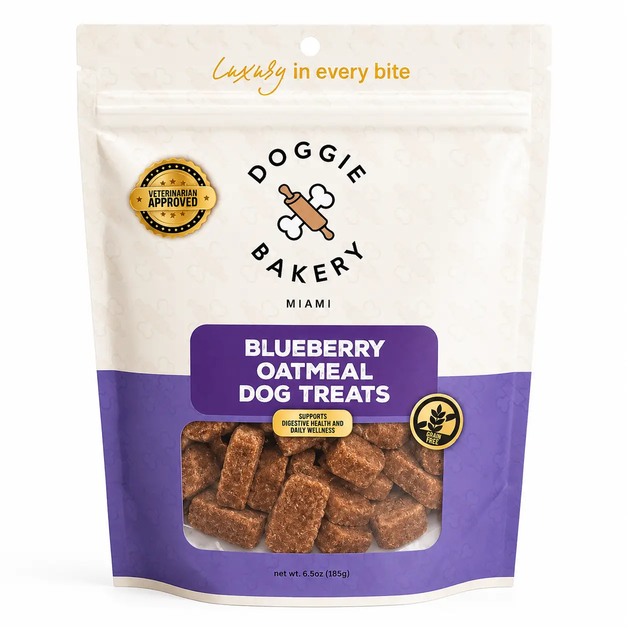 Dog Treats Blueberry & Oatmeal – Healthy Crunchy Biscuits for Dogs & Puppies