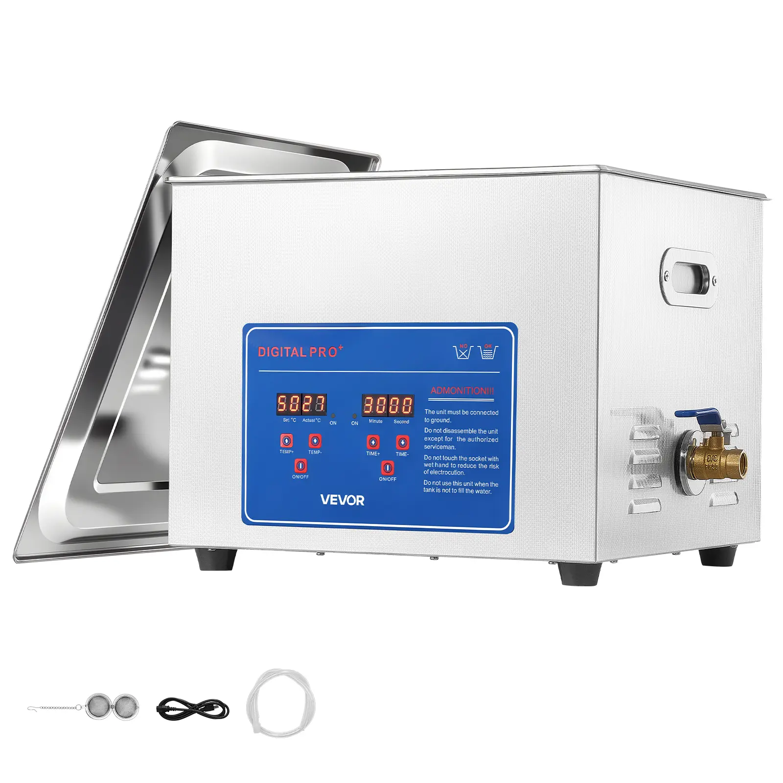 【SummerFinds】VEVOR Ultrasonic Cleaner 15L-Class Capacity Ultrasonic Parts Cleaner 40kHz, Digital Time and Temp Control, Stainless Steel Ultra Sonic Cleaning Machine with Cleaning Baskets, for Auto Parts, Glasses