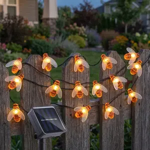 Solar Outdoor String Lights Set, Garden Decoration LED Bee Lights, Waterproof Solar Patio Lights for Wedding & Party Use, Outdoor Garden Lighting, Solar Powered Lights