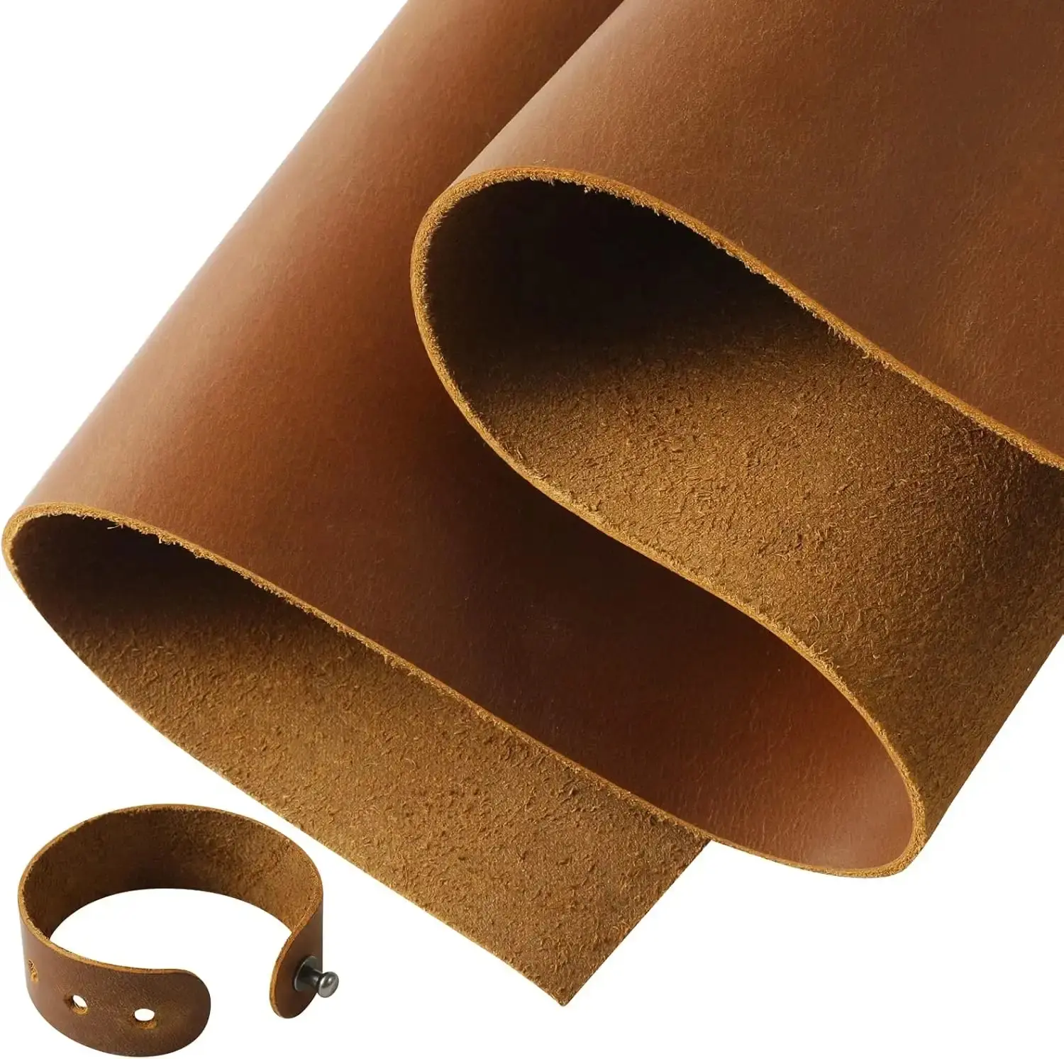 RingSun Bourbon Brown 10''X10'' Leather Sheets for Leather Crafts (2mm), Full Grain Leather Tooling Leather