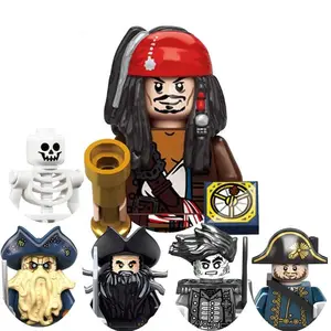 The Caribbean Pirates Captain Jack Sparrow Davy Jones Black Shark Model Building Blocks Enlighten Figure Brick Toys For Children
