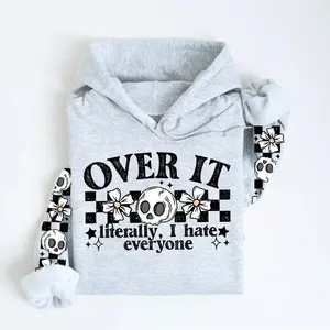 Over It I Hate Everyone Cute Womens Graphic Hoodie