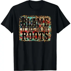 Blame It All On My Roots Country Music Vintage USA Flag T-Shirt