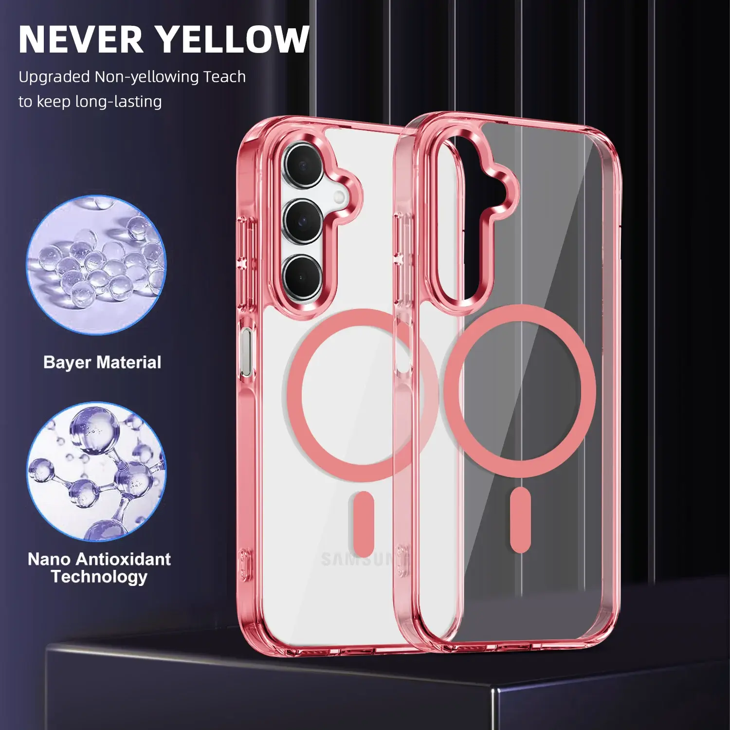 PC Transparent Phone Case For Samsung Galaxy A56 A55 A35 A15 A16 5G Wireless Charging Protect Clear Case For Magsafe Matte Cover