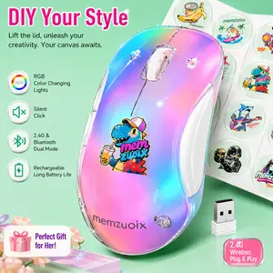 Halokin 2.4G LED Wireless Gaming & Office Mouse for Women, Rechargeable Ergonomic 1200 DPI Mouse with USB Receiver, 5 Buttons, Aesthetic Desk Setup, Back to School & Gift