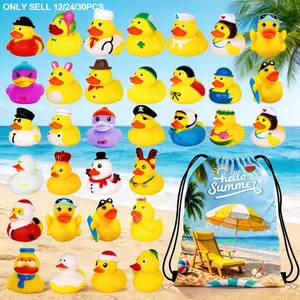 Beach Party Duck Figurines in Various Styles, Portable Exclusive Storage Bag, Suitable for Holiday Parties and Gatherings, Summer, Graduation Season, and Holiday Paift Bag Fillers