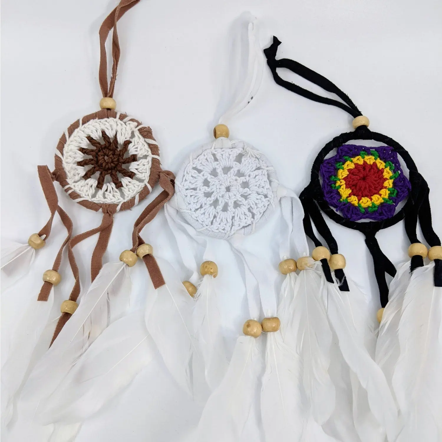 Mini Crochet Dreamcatcher w Feathers #LV4679