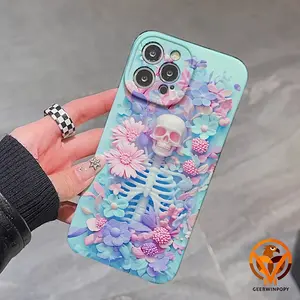 Purple Skeleton Skull All Inclusive Seismic Resistant Film Hard Phone Case for Iphone 11/12/13/14/15/16/PLUS/PRO/PROMAX Gift Protective Cover Gift for Men And Women