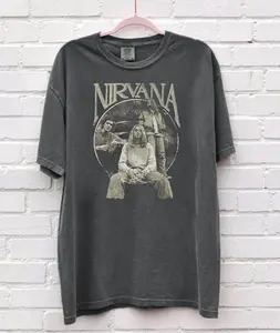 Distressed Nirvana Rock Inspired Shirt, Comfort Colors Graphic Tee, Vintage 90s Rock Music Tshirt, Fan Gift