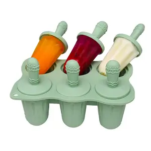 Silicone Ice Pop Mold, DIY Ice Pop Maker with Sticks, 6-Cavity Reusable Easy-Release Kids Ice Pop Machine, Perfect for Homemade Treats