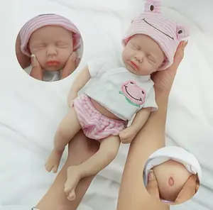 Realistic Full Body Silicone 13" Hand Painted Preemie Reborn Doll with Birth Certificate, Baby Bottle, Clothing, and Diaper