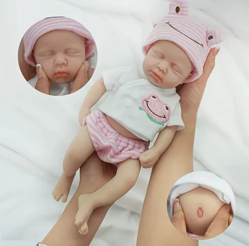 Realistic Full Body Silicone 13" Hand Painted Preemie Reborn Doll with Birth Certificate, Baby Bottle, Clothing, and Diaper