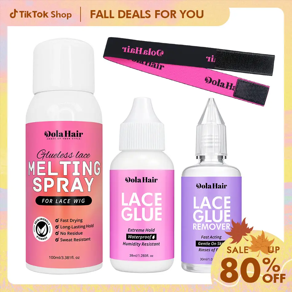Dolahair Wig Glue Spray for Front Lace Wig Melting Spray for Wigs Lace Bond Spray Glue Adhesive Wig Install Kit With Glue Remover & Melting Band