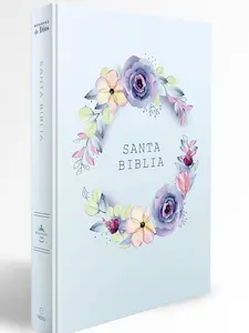 Biblia RVR 1960 letra grande, manual, tapa dura con nombres de Dios, flores azul / Spanish Bible RVR 1960 Handy Size, LP, HC with Names of God, blue flowers (Spanish Edition)
