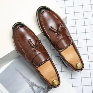 Men's Brown Slip-On Loafers with Tassel Design Flat Casual Shoes Tassel Style for Everyday Wear Wedding Party Grooms Valentine's Day Gift Top Choice