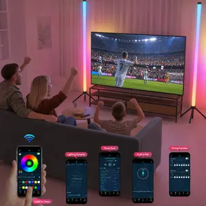 Smart RGBICW LED Corner Floor Lamp with Music Sync & App Control - Dynamic Color Changing Ambient Lighting for Gaming Room & Bedroom Decor