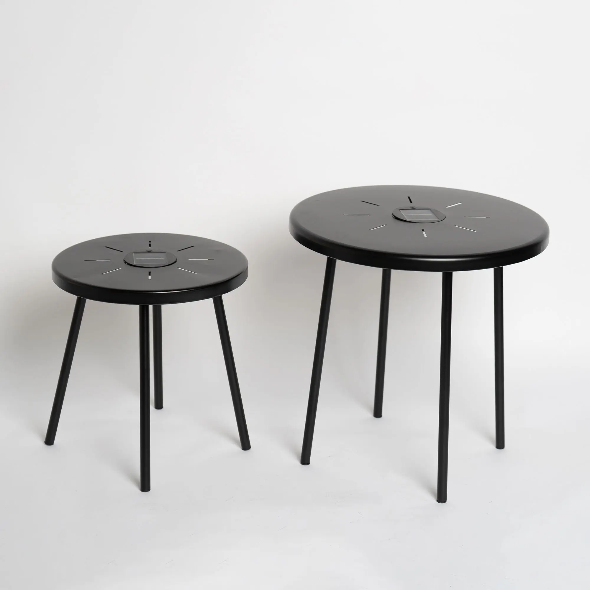 Solar Powered Side Table With LED Light, Outdoor / Indoor - Black