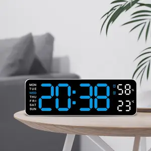 LED Digital Alarm Clock, Digital Wall Clock Decor for Home Bedroom & Office, Multi-Function Digital Clock Large Display with Temperature/Humidity/Week/Adjustable Dimmer-12/24H, Modern Desk Clock Light Set,Christmas gift，Exquisite Gifts