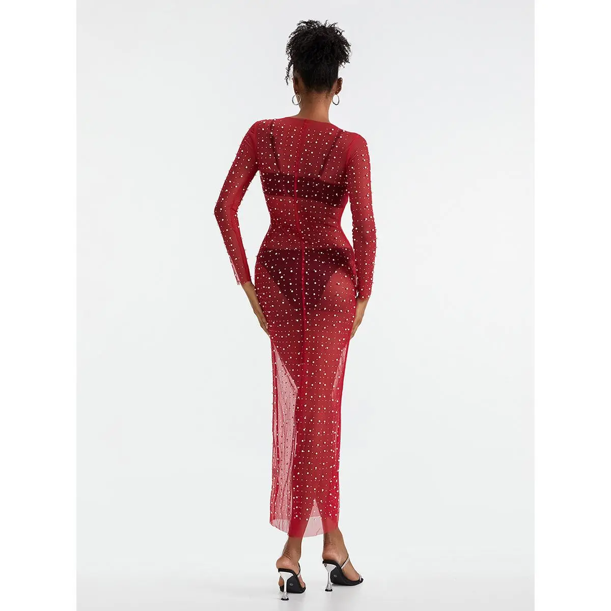 pearl mesh long sleeve maxi cover up dress LMSXCT Sexy Pearl Rhinestone Dress for Women Sheer Mesh Cover Up Maxi Dresses See Through Beach Swimwear Bikini Coverups Black at Amazon Women's Clothing store
