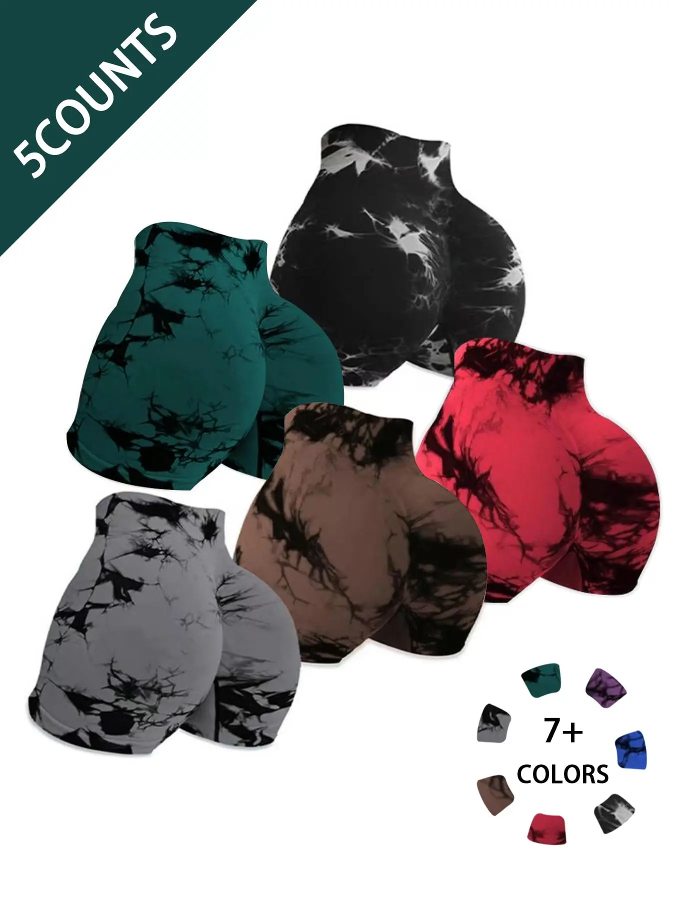 Women's Tie Dye Print High Waist Sports Shorts, Casual Comfy Breathable Seamless Skinny Shorts for Yoga Gym Workout, Ladies Sportswear for Spring & Fa