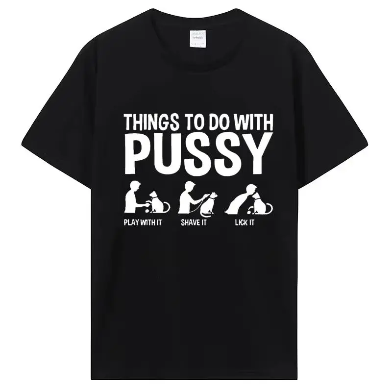 Unisex Funny Cat-Themed Casual Round Neck Short-Sleeve Tshirt, Adorable Feline Prints, Pet Family Streetwear Sports & Outdoor Top