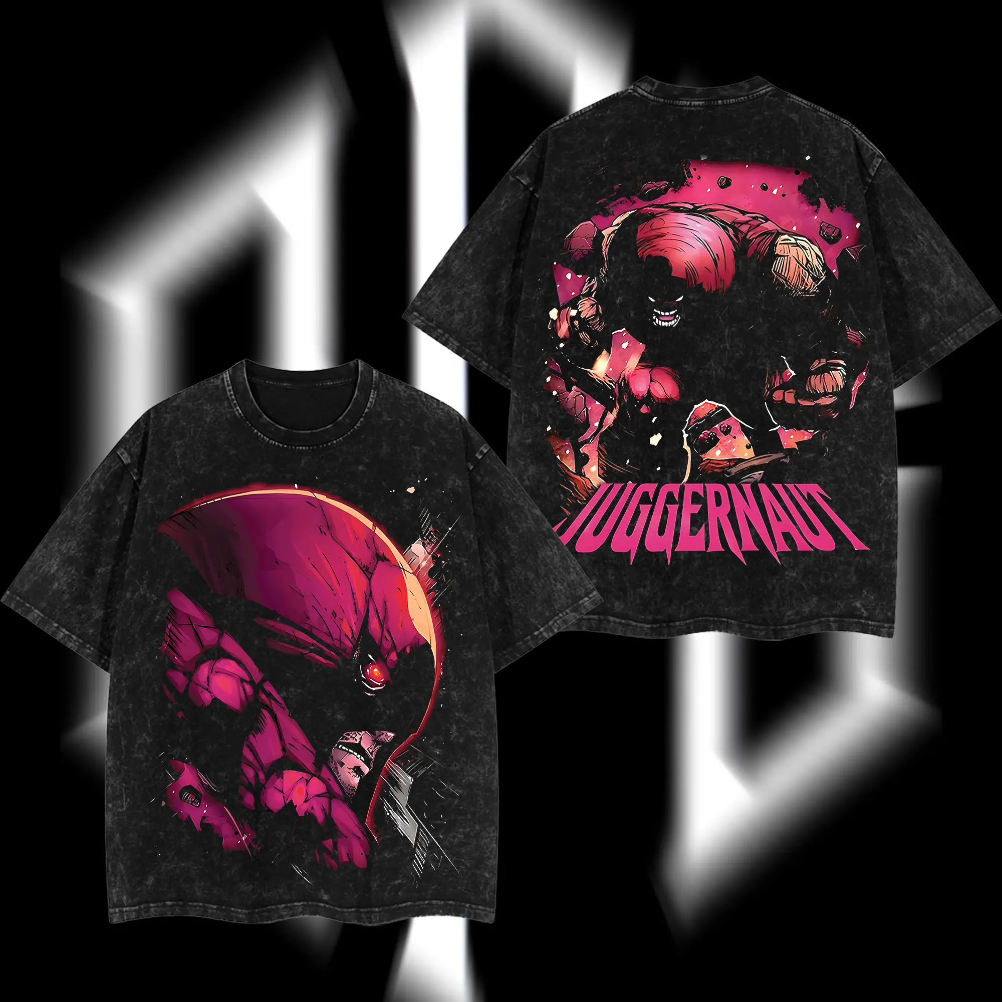 SuperStyle X-Men: The Last Stand MCU Comics Edition "Juggernaut" Cain Marko Graphic T-Shirt - Double-Printed, Oversize, Lightweight, Acid-Washed, Casual, Loose-Fitting Cotton Streetwear Top for Men and Women