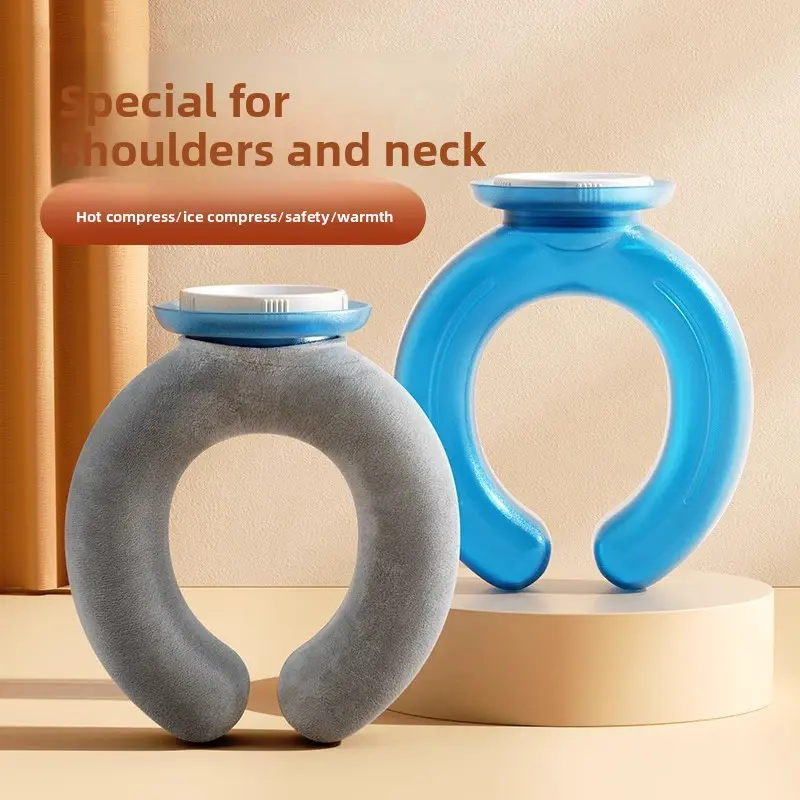 Unisex Plain 900ml Water-Filled U-Shaped Hot Water Bottle Neck Warmer Heat Pack - Sports & Outdoor Reflective Gear Accessory, Healthcare Aid for Warmth, Neck Pain Relief, Soothing Tense Muscles, Heat/Cooling Ice Compress