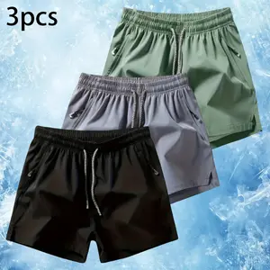 Men's Ultra Light Running Pants 3-piece Set - Summer Sports Quick Drying Breathable Thin Style Solid Color Drawstring Texture Anti Wrinkle Fitness Men's Wear