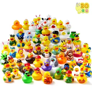 JoyX 30 Pcs Rubber Ducks, Random Assortment Mini Rubber Duckie Toys for Kids Baby Bath Pool Toys, Christmas & Birthday Gifts, Party Favors for Halloween, Easter Egg Fillers outdoor indoor