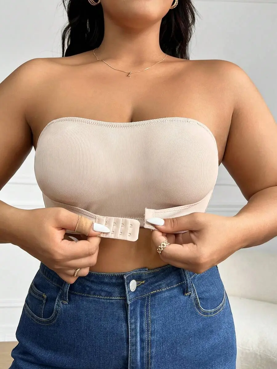 Summer Strapless Slip Resistant Invisible Shoulderless Traceless Plus Size Bra Wrapped Chest 1pc